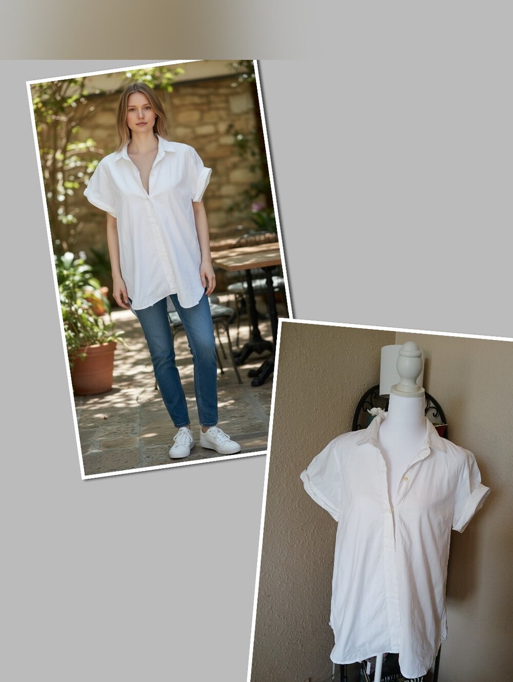 J. Crew White Short-Sleeve Button-Down Shirt